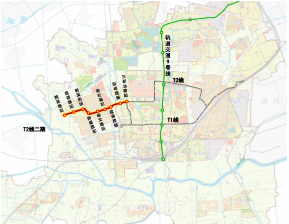 上海松江有轨电车t2线向西延伸规划草案正在公示