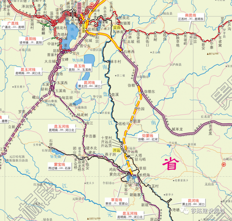 当前位置>首页>新闻>正文 弥蒙铁路线路方案示意图▼弥蒙铁路预计在